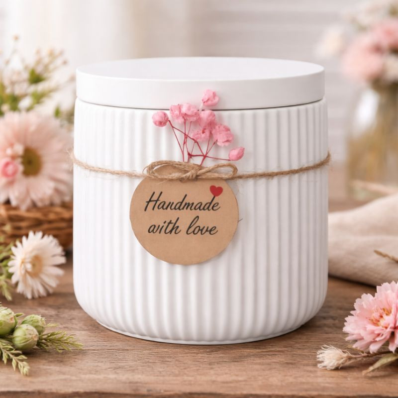 Geschenksdose Sina mit Deckel geriffelt dekoriert kaufen